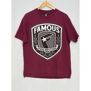 Famous Stars And Straps T Shirt Mens Maroon Short Sleeve Vintage Y2K Large